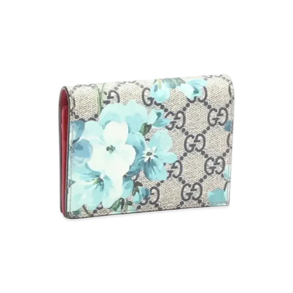 GUCCI GG Blooms Supreme Zip Round Wallet "Blue"
