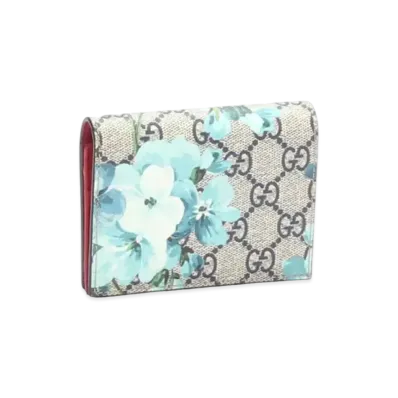 GUCCI GG Blooms Supreme Zip Round Wallet "Blue"