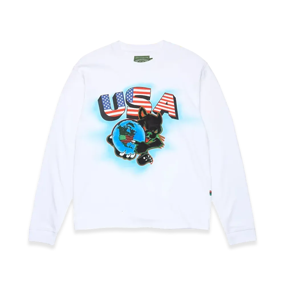 DENIM TEARS Airbrush Panther Mascot Long Sleeve Tee "White"