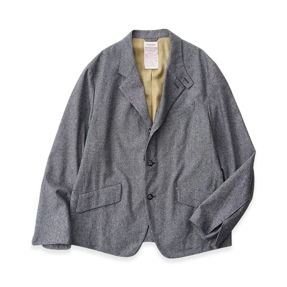 NICENESS Mondo Wool Silk Chambray Lounge Jacket "Gray"
