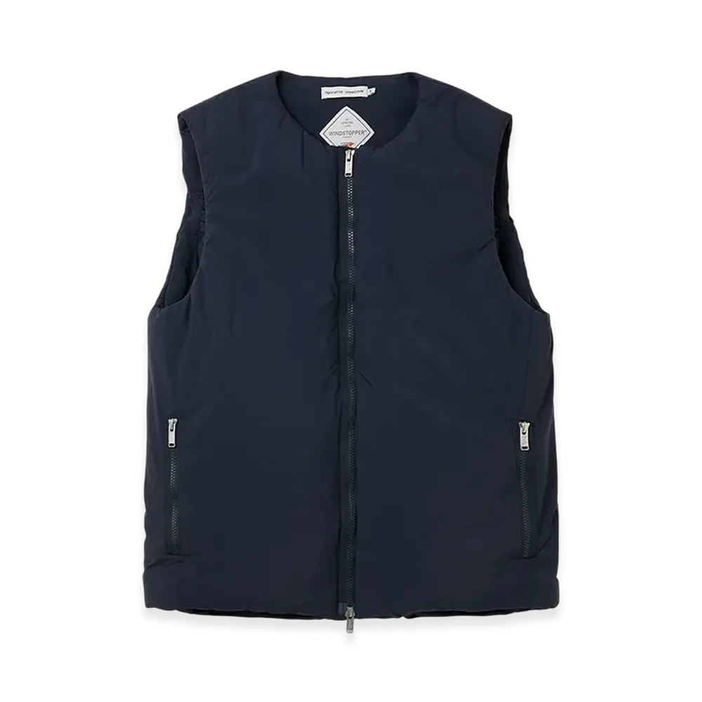 UNDERCOVER x nonnative Monk Down Vest Nylon Typewriter With Windstopper "Navy"
