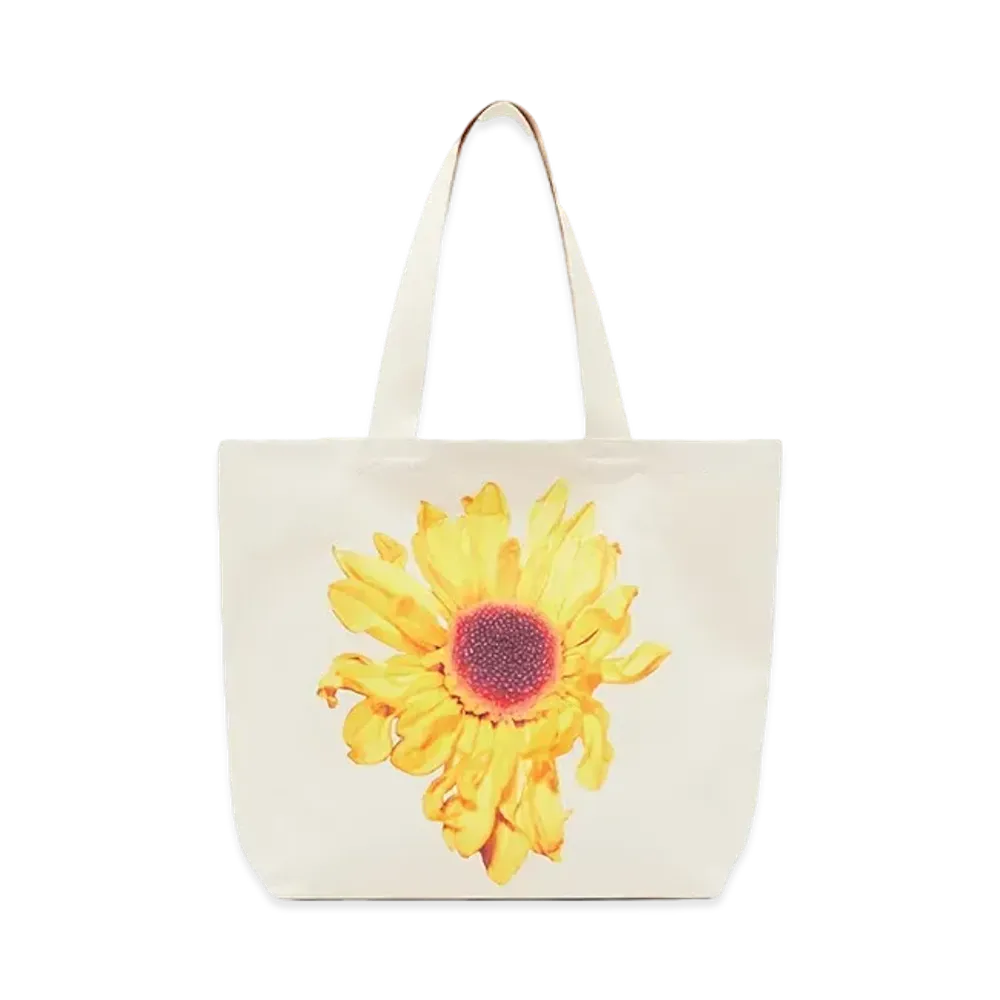 JW ANDERSON Sunflower Print Canvas Tote "White"