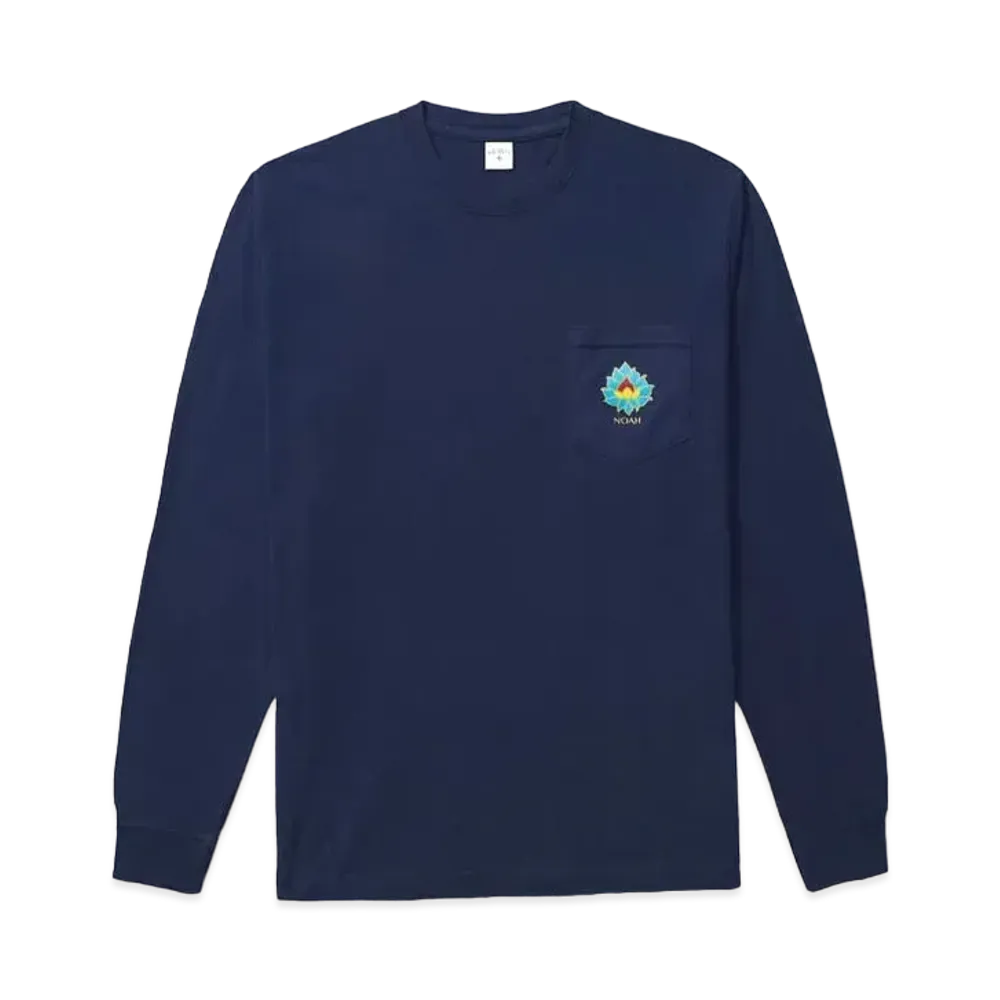 Noah LS Lotus Pocket Tee "Navy"