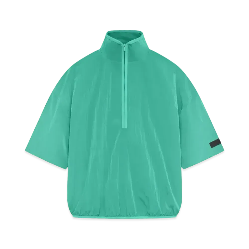 FEAR OF GOD ESSENTIALS Crinkle Nylon Halfzip SS Shirt "Mint Leaf"