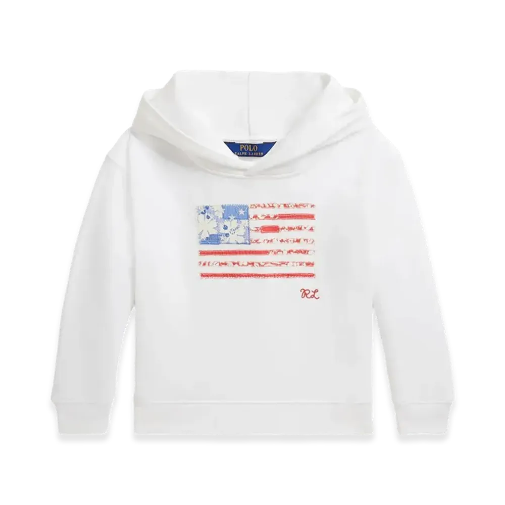 Polo Ralph Lauren Kids Flag French Cotton Terry Hoodie "White"