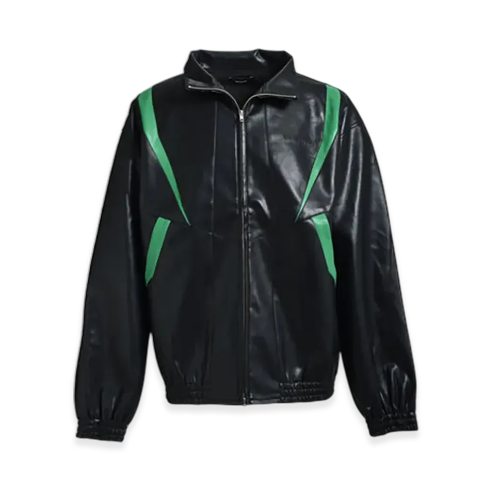 BREATH Faux Leather Lambo Track Jacket "Black"