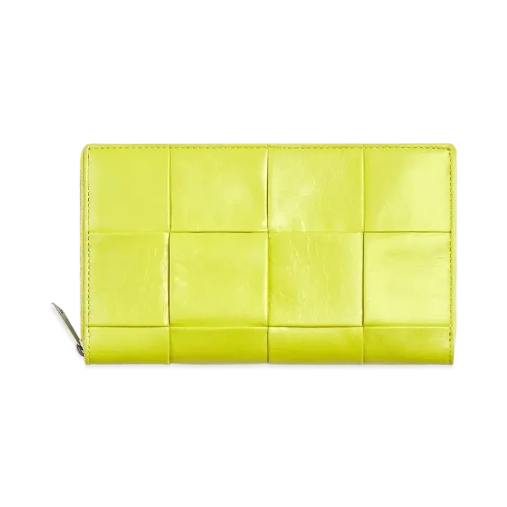 Bottega Veneta Zip Around Wallet "Acid Kiwi"