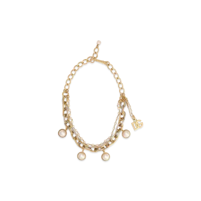 Dolce&Gabbana Double-Chain Necklace with Pearl Charms "Multicolor"