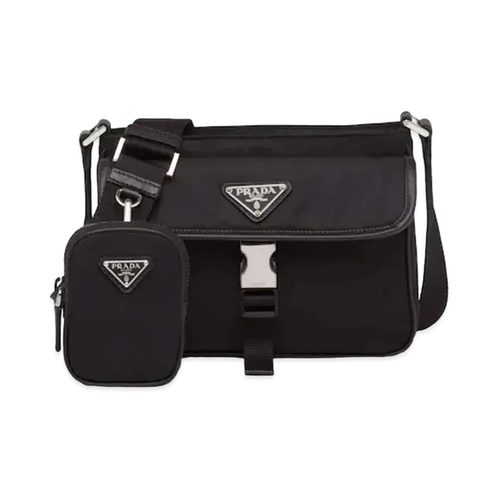 PRADA Re-Nylon And Saffiano Leather Shoulder Bag "Black"