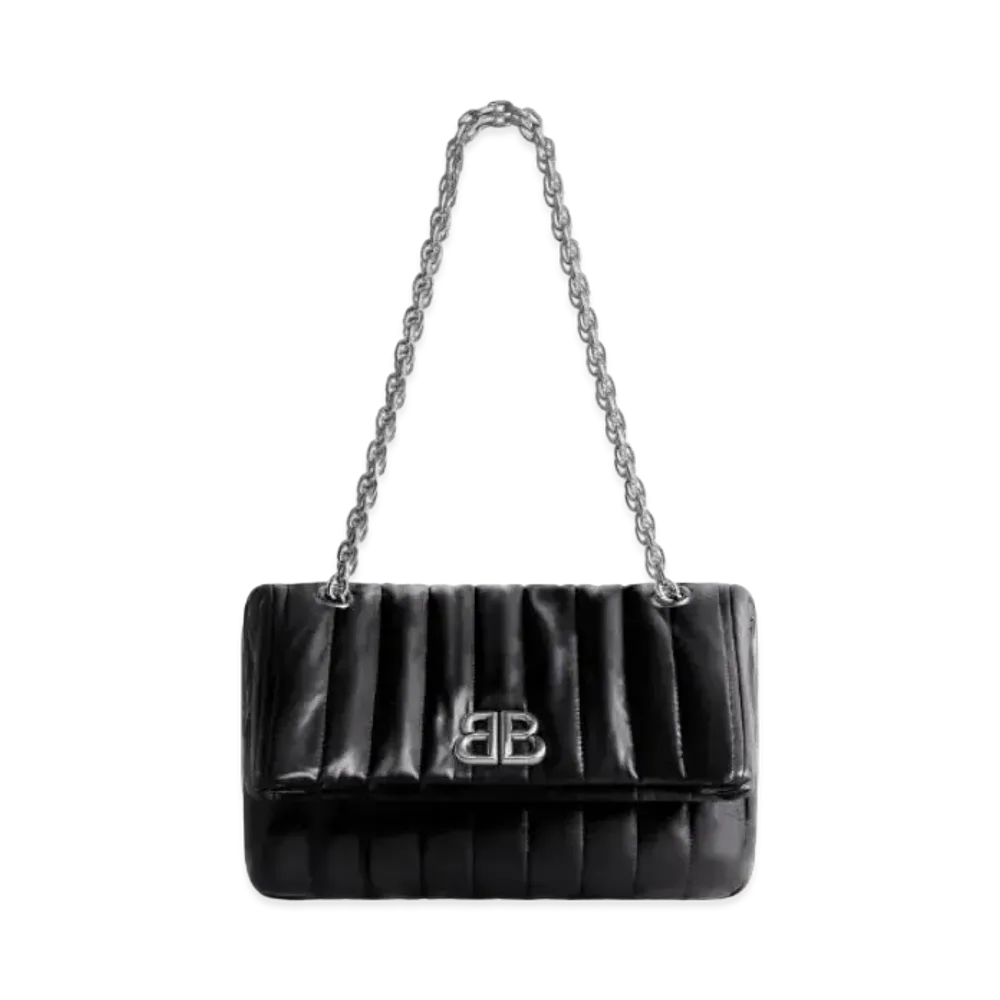 BALENCIAGA Monaco Small Chain Bag Quilted "Black"