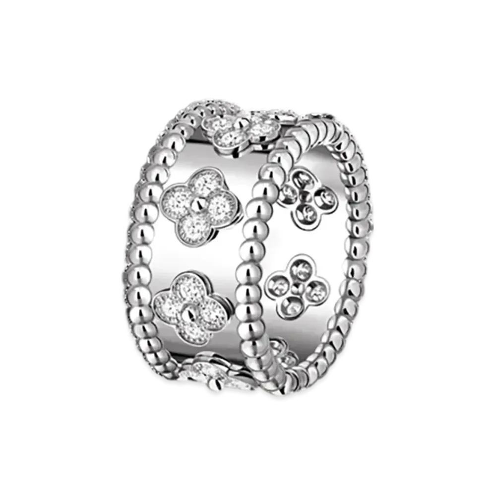 Van Cleef & Arpels Perlee clovers ring small model "18K White gold/Diamond"