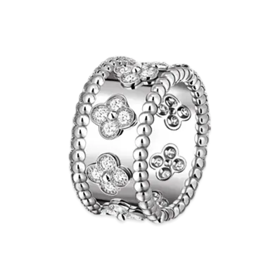 Van Cleef & Arpels Perlee clovers ring small model "18K White gold/Diamond"
