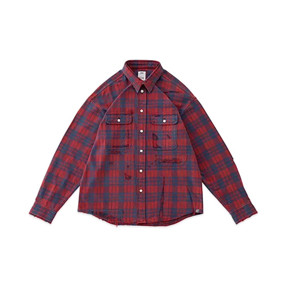 visvim LUMBER CHECK L/S CRASH "Red"