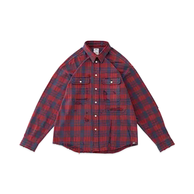 visvim LUMBER CHECK L/S CRASH "Red"