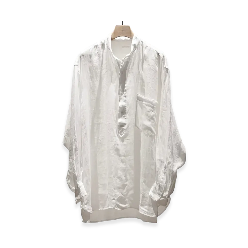 COMOLI Linen Double Cloth Pullover Shirt SS25 "White"