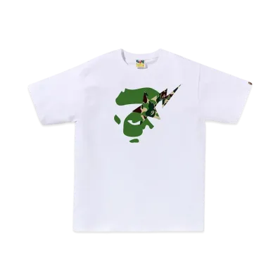 A BATHING APE ABC Camo Ape Face Sta Tee "White/Green"