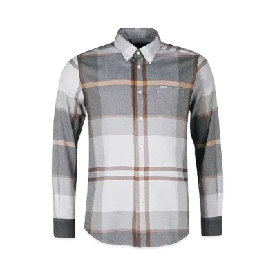 Barbour Men's Cotton Big Tartan Button Down "Gray"