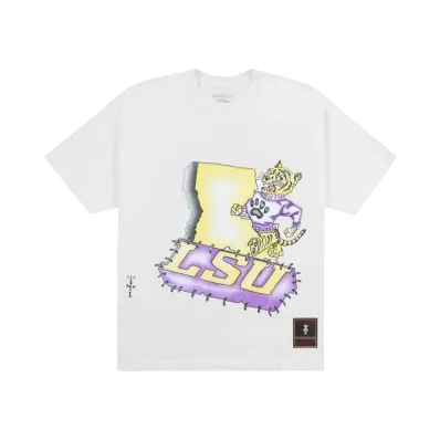 Travis Scott x M&N x LSU Handdrawn Tee "White"