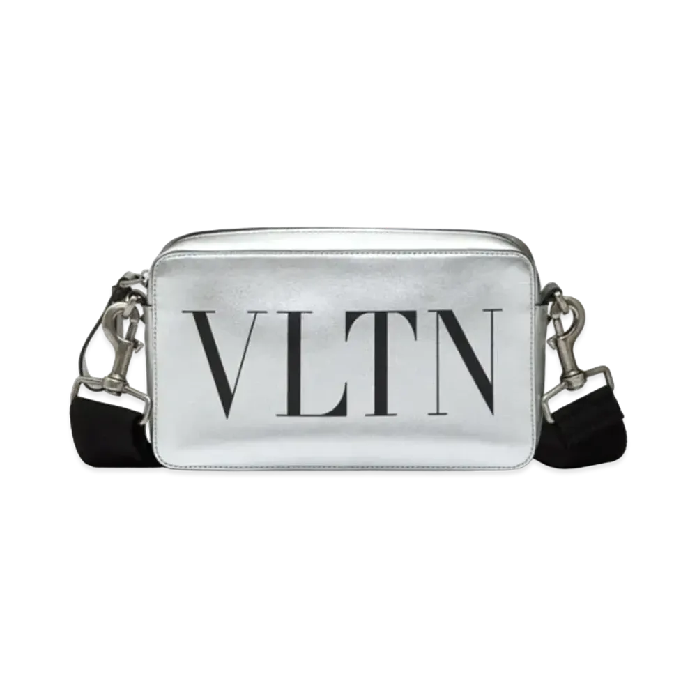 Valentino VLTN Leather Crossbody Bag "Silver/Black"