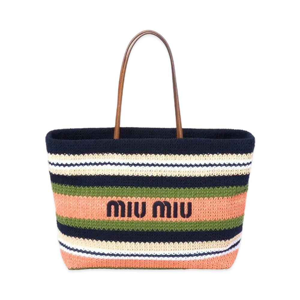 MIUMIU Woven Fabric Tote Bag "Blue/Green/Tulip"