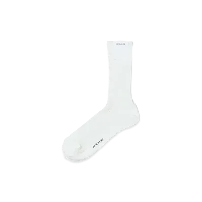 AURALEE Women's Giza High Gauge Socks "White"