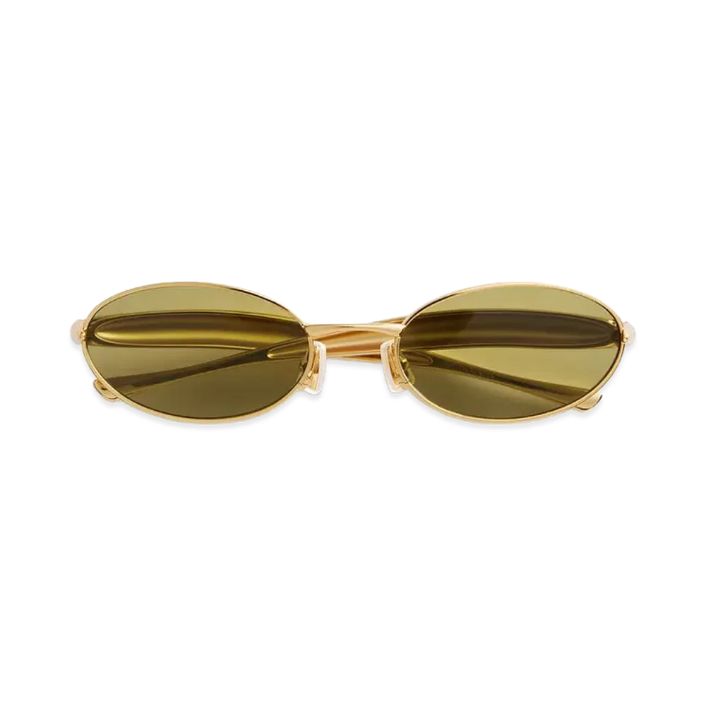 Bottega Veneta Sardine Oval Sunglasses "Gold/Green"