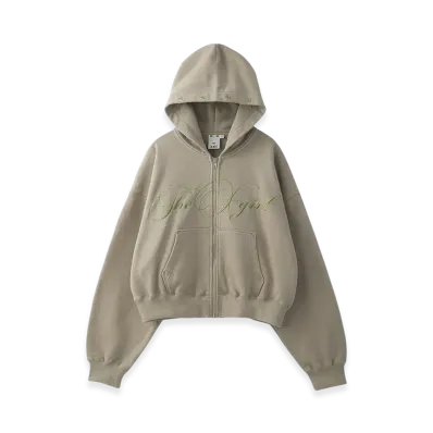 X-Girl Pencil Script Logo Embroidered Zip Up Sweat Hoodie "Grey"