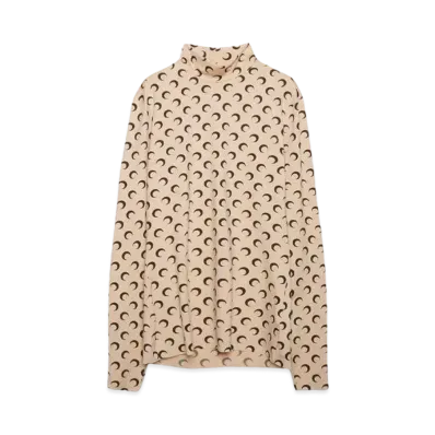 Marine serre REGENERATED AOM JERSEY HIGH NECK SECOND SKIN "TAN"