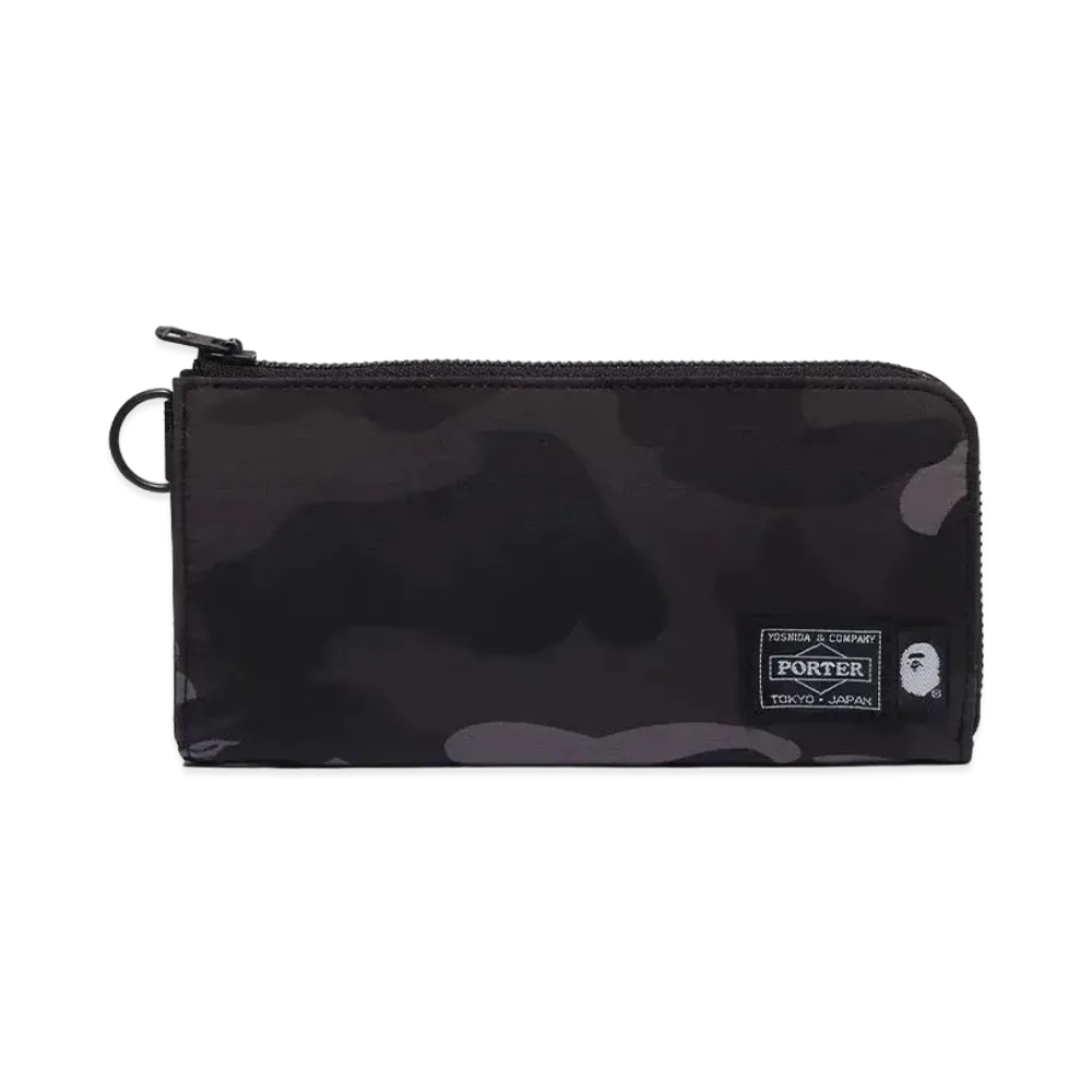 A BATHING APE x PORTER Color Camo Long Wallet "Black"
