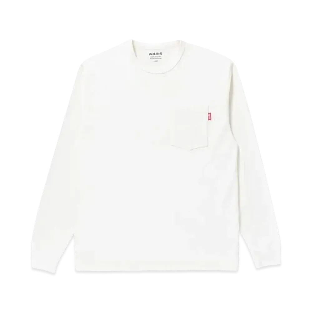 BlackEyePatch HANDLE WITH CARE POCKET L/S TEE "White"
