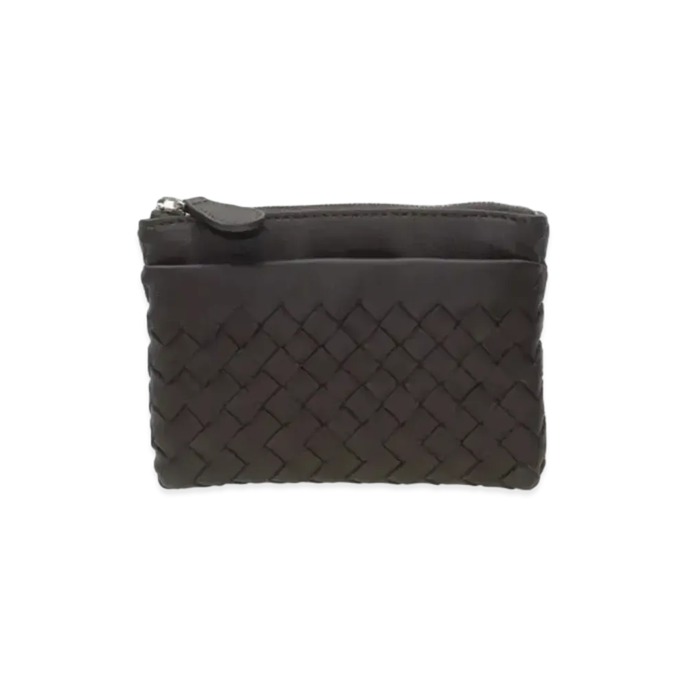 Bottega Veneta Intrecciato Lambskin Coin Purse "Ebano"