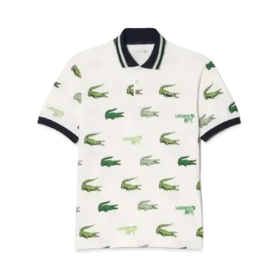 LACOSTE Ultra Dry Allover Golf Polo Shirt "White"