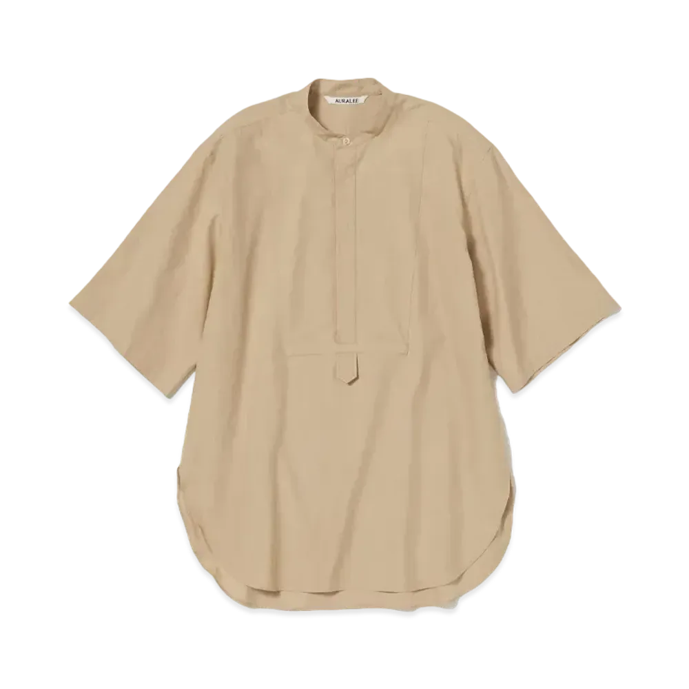 AURALEE Washed Finx Twill Half Sleeved P/O Shirt "Light Brown"