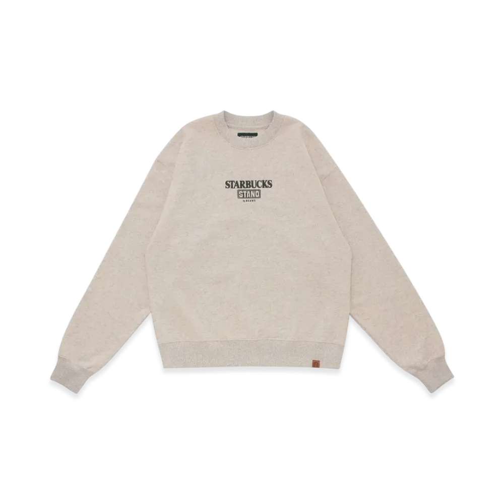 STARBUCKS STAND x BEAMS LOGO Crew Sweatshirt "Oatmeal"