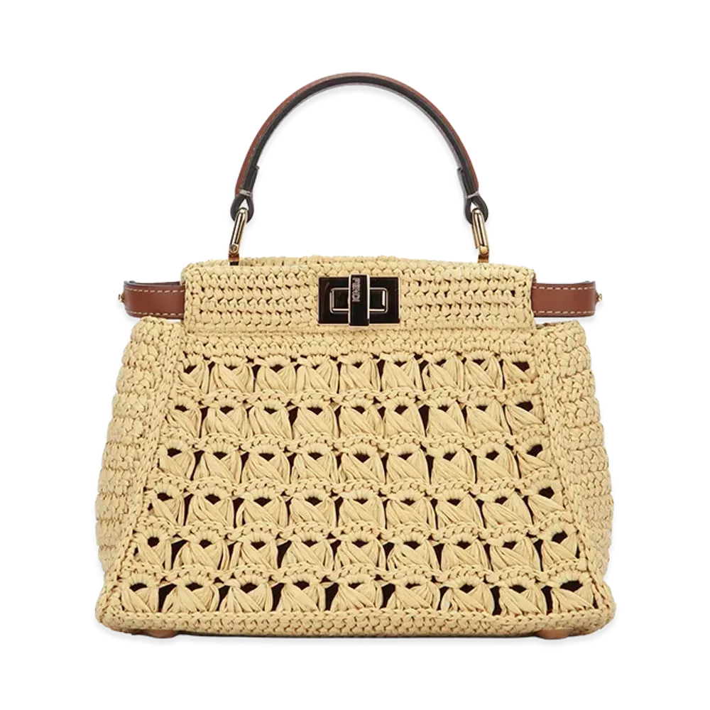 FENDI Women's Peekaboo Mini Vit.Seta/Pagli "Beige"