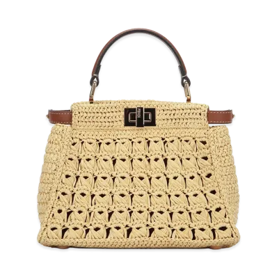 FENDI Women's Peekaboo Mini Vit.Seta/Pagli "Beige"