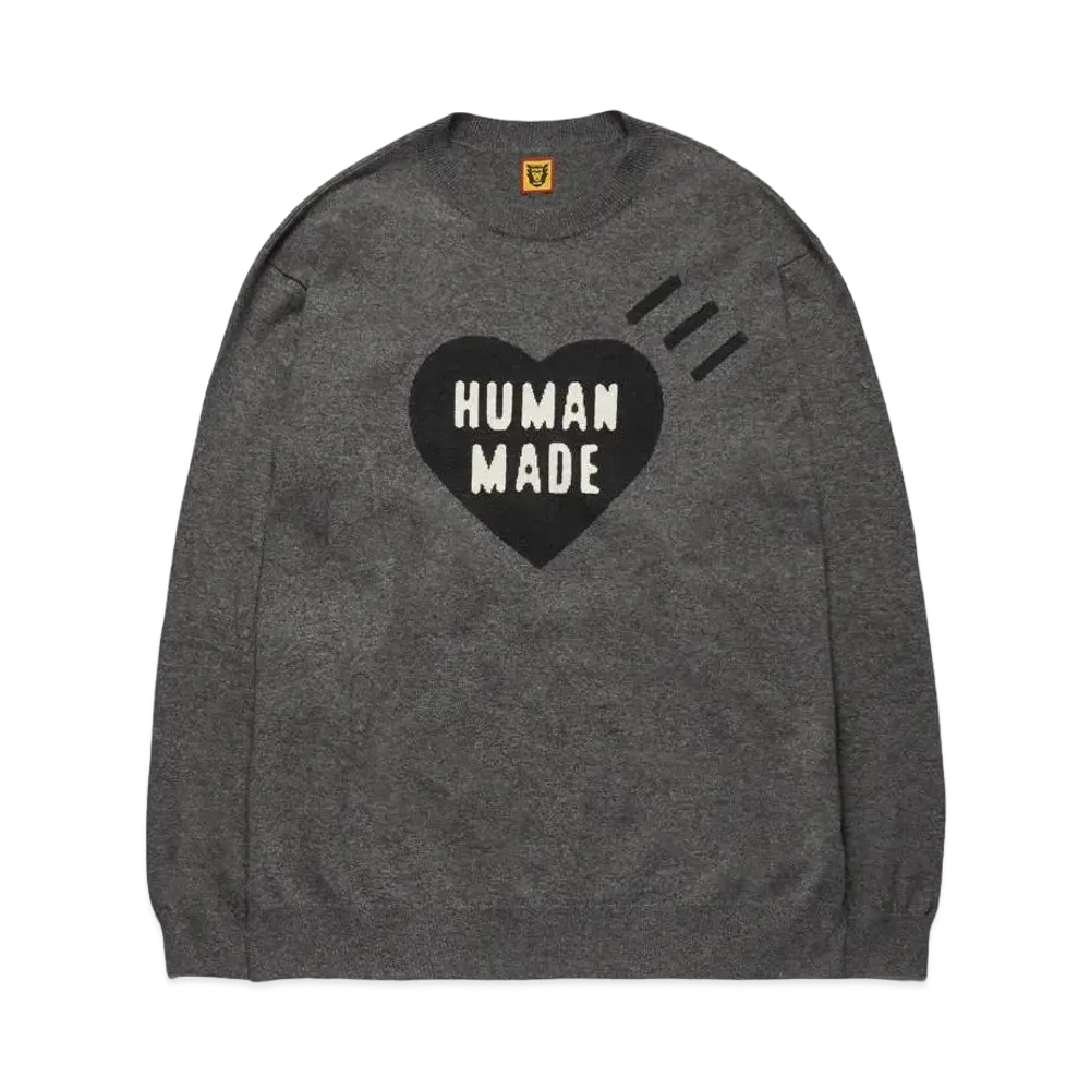 HUMAN MADE HEART L/S KNIT SWEATER "Gray"