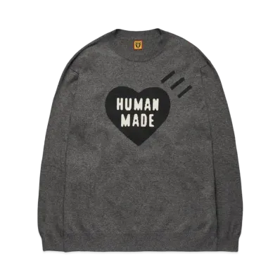 HUMAN MADE HEART L/S KNIT SWEATER "Gray"
