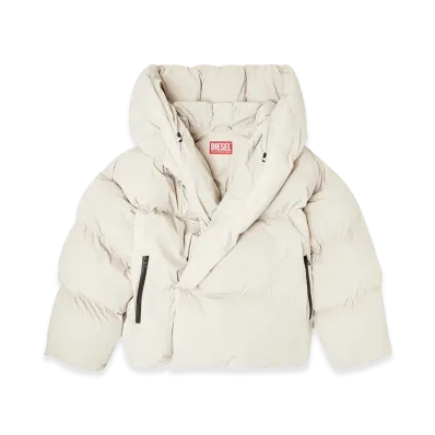 Diesel J-Scotts-Padded-A Wrap puffer jacket in stretch nylon "Beige"