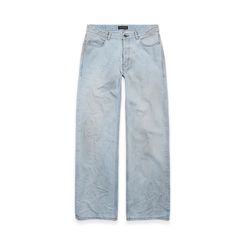 BALENCIAGA Distressed Relaxed Fit Pants "Light Blue"