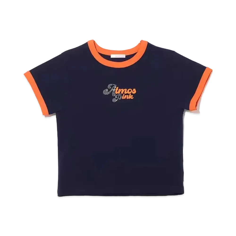 atmos pink Rhinestone Ringer T "Navy"