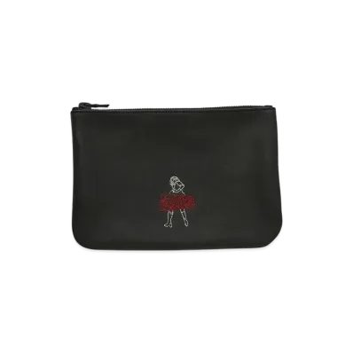 HYSTERIC GLAMOUR Vixen Line Embroidery Leather Pouch "Black"