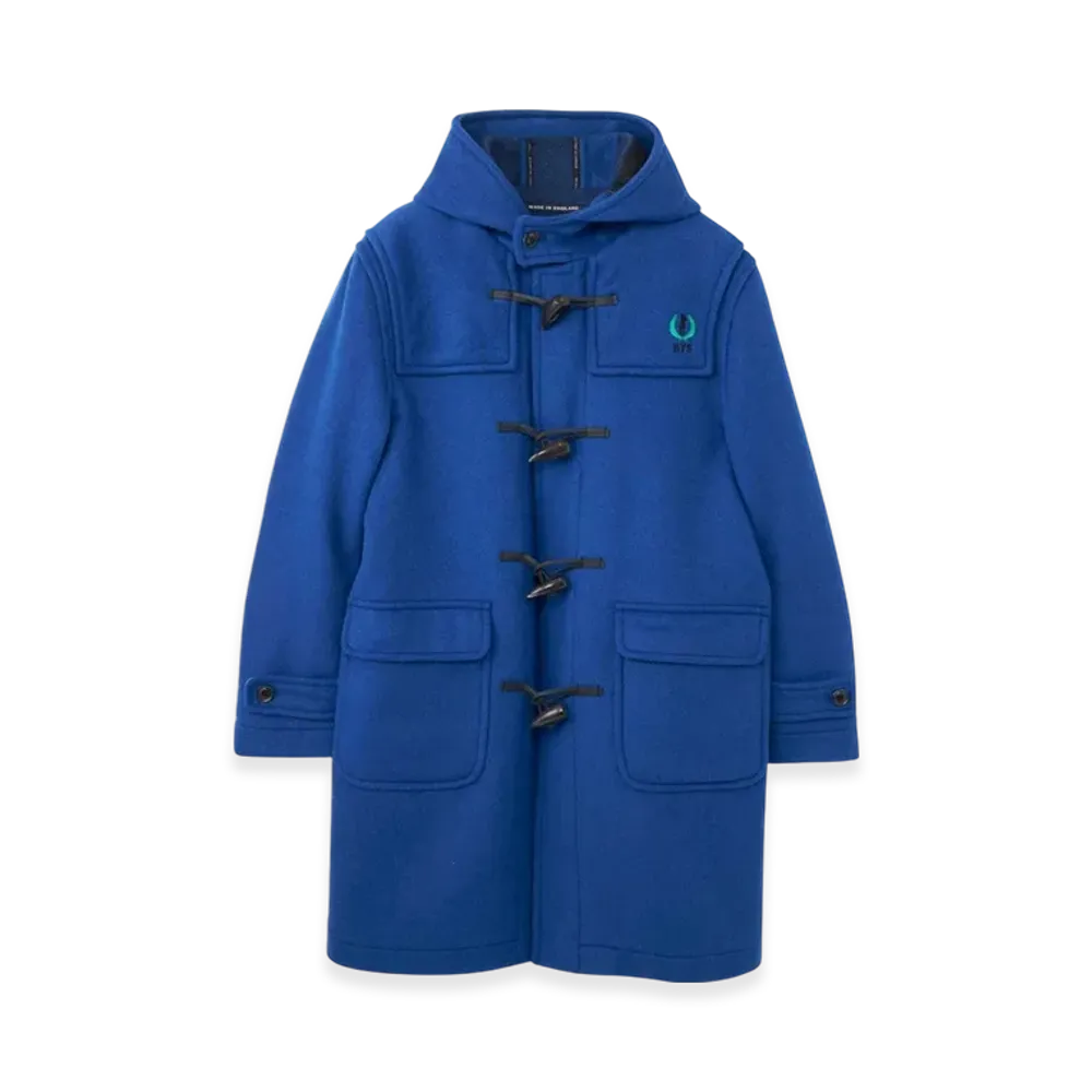HYSTERIC GLAMOUR x London Tradition HYS Leaf Embroidered Duffel Coat "Blue"