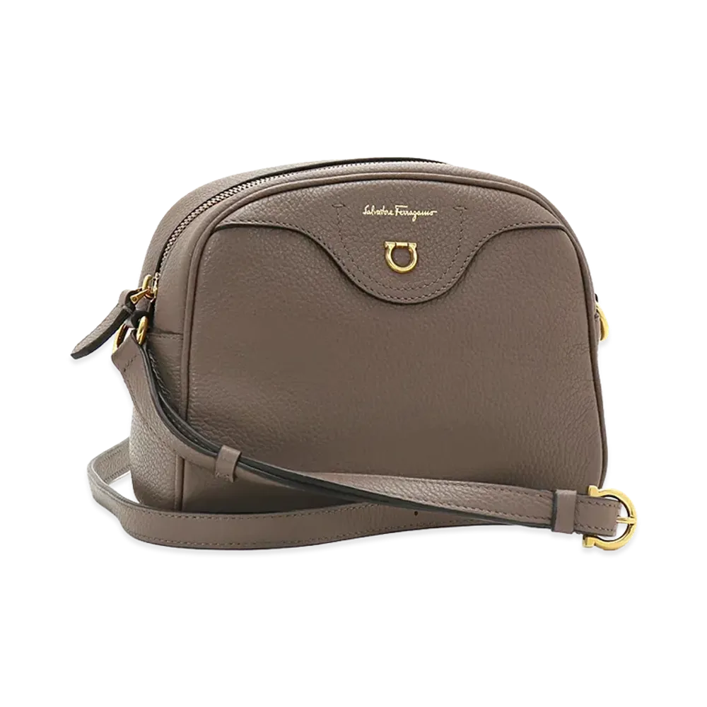 Salvatore Ferragamo Women's Gancini Leather Shoulder Bag "Caraway Seed"