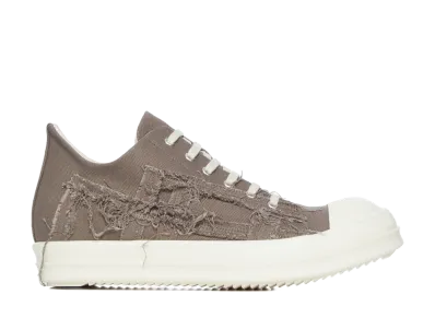 Rick Owens DRKSHDW SS26 Low Sneaks Slashed 13oz Overdyed Denim "Dust/Milk"