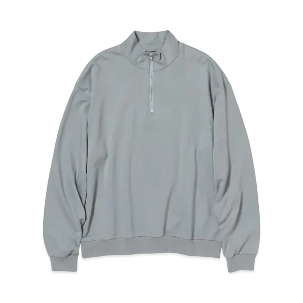 AURALEE Elastic High Gauge Sweat Half Zip P/O "Ash Grey"