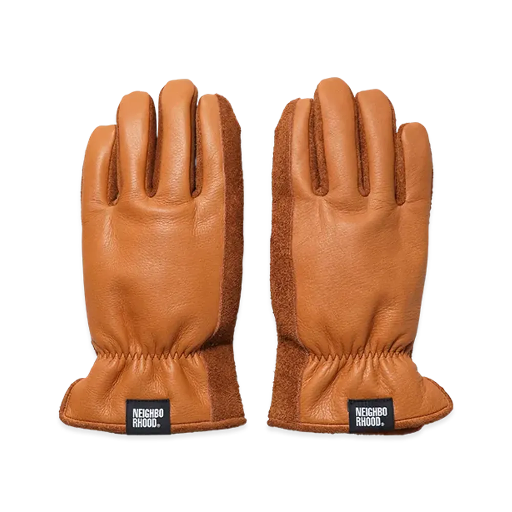 NEIGHBORHOOD Leather Boa Gloves "Brown"