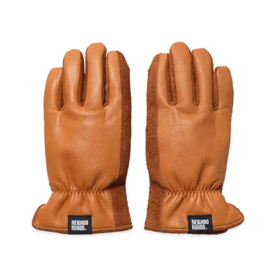 NEIGHBORHOOD Leather Boa Gloves "Brown"