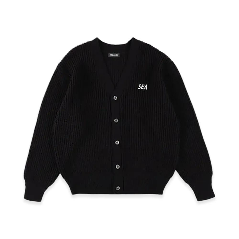 WIND AND SEA Waffle Knit Cardigan "Black"