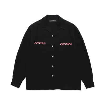 WACKO MARIA Switching 50's Open Collar Shirt "Black-Pink"
